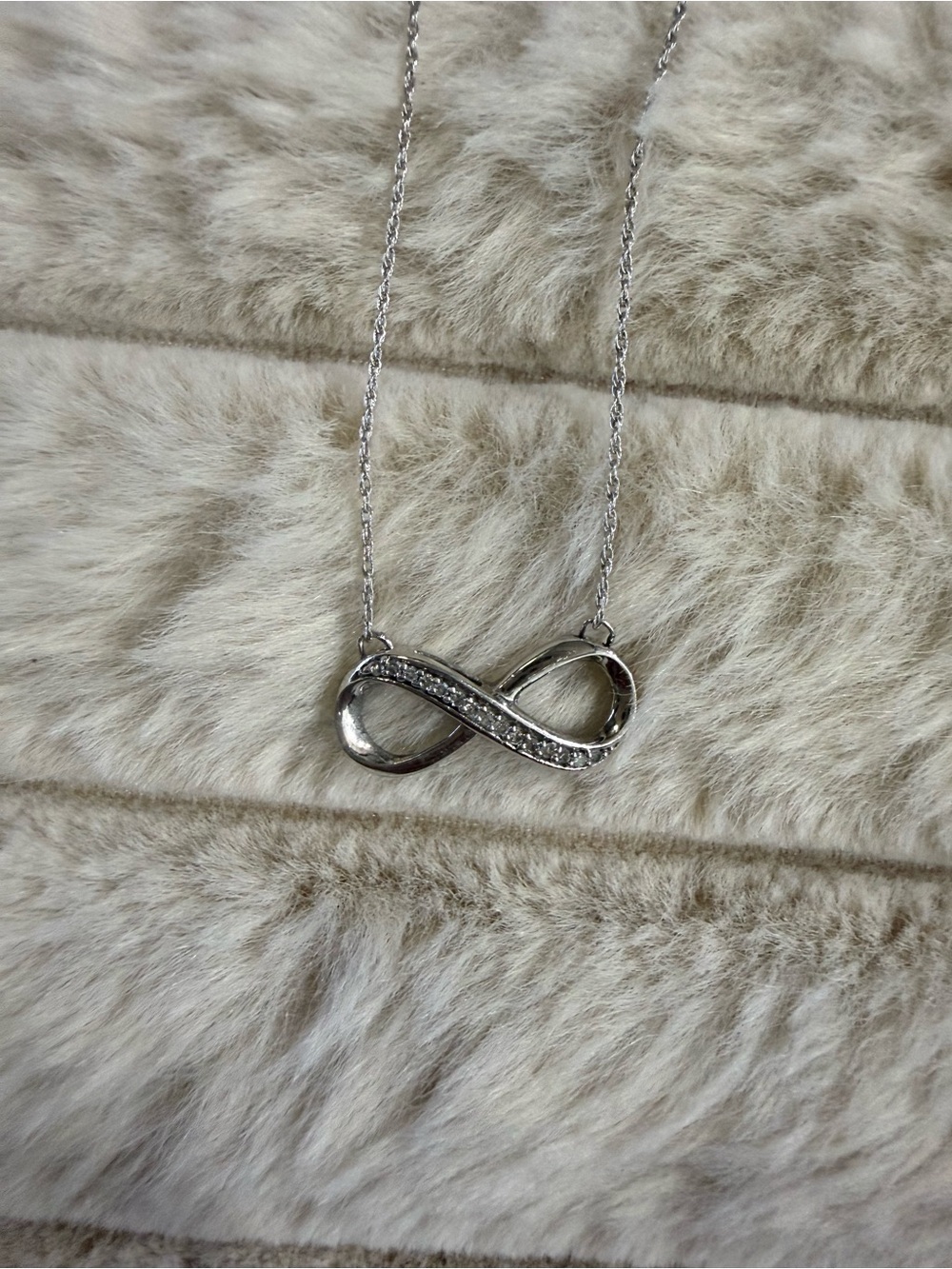 925 Sterling Silver Infinity Pendant Necklace with Diamond Accents - Picture 6 of 10